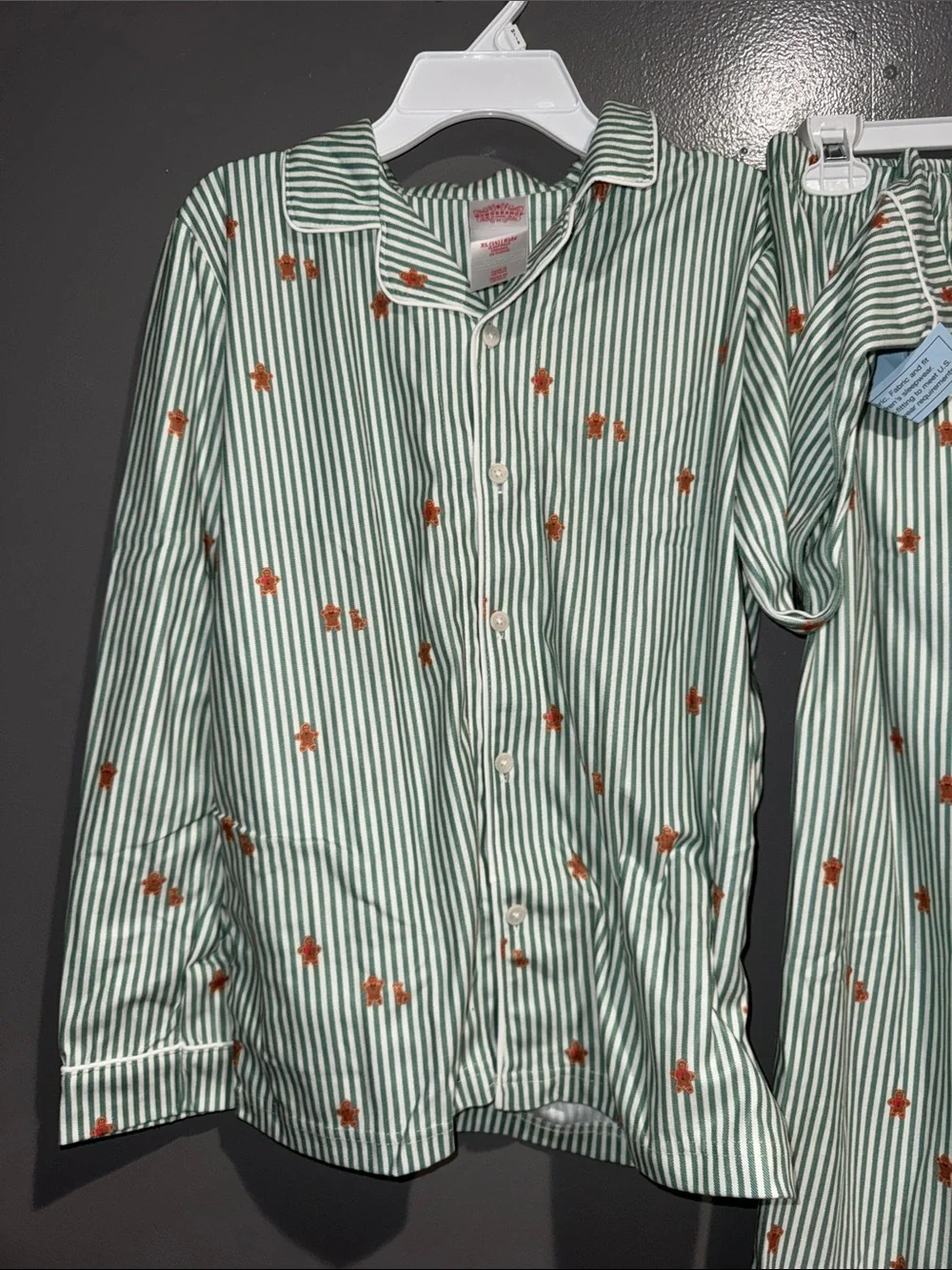Wondershop Mint Green & White Striped Pajama Set with Orange Star Print